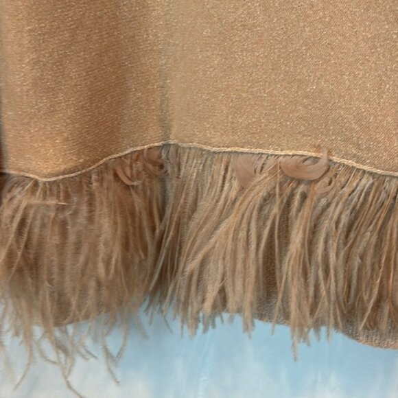 Fabiana Filippi cashmere cotton blend pink ostrich feather hem sweater sz Large - Picture 11 of 13